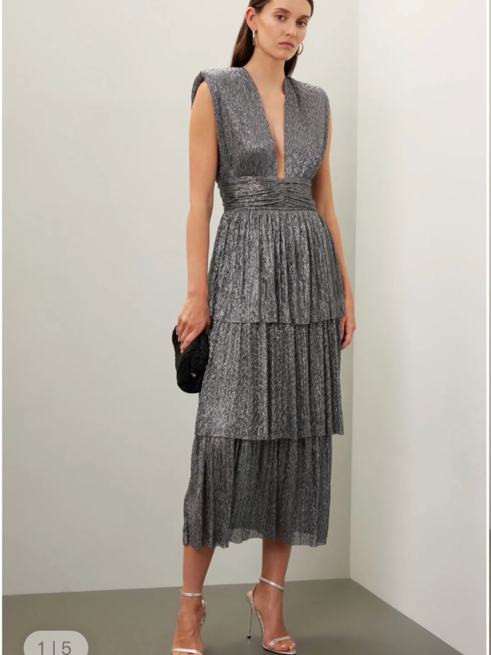 Sabina Musayev Silver Metallic Bonita Dress